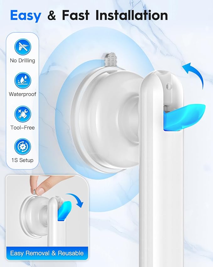 Upgraded Grab Bars for Shower Bathtub Bathroom Wall, Heavy-Duty Suction Grab Bars Shower Handle Safety for Elderly Seniors Handicap, No Drilling Tool-Free, Easy Removal and Reusable (White)