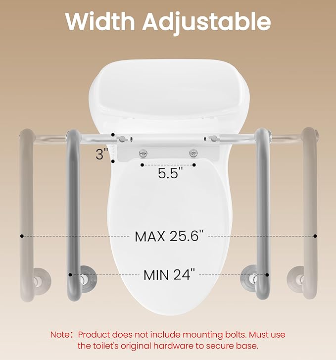 HOMLAND Toilet Safety Rails for Seniors, 350LB Aluminum Toilet Handle | Adjustable Height & Width, Soft Padded Handles, Anti-Slip Rubber Feet, Toilet Safety Frame, Toilet Grab Bars For Elderly