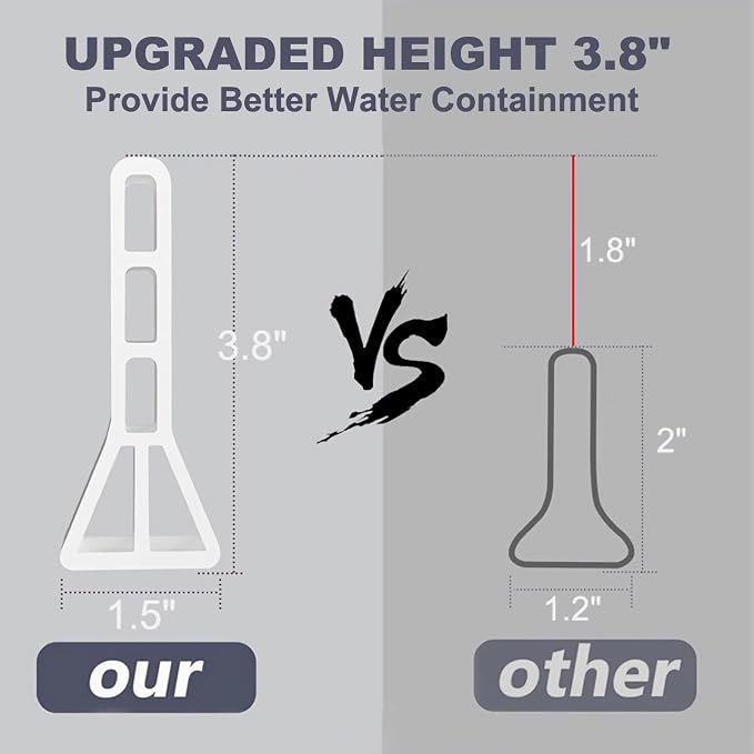 3.8" High Shower Threshold Water Dam Barrier, 2025 Upgraded 67" Collapsible Shower Water Blocker, Guard for Walk in Shower, Water Guard Stopper for Floor, Shower Door Water Blocker