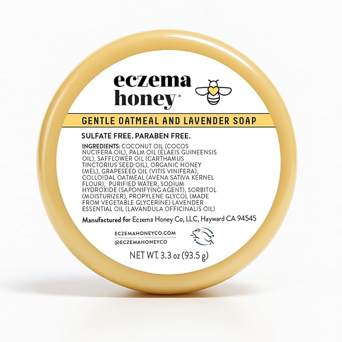 ECZEMA HONEY Gentle Oatmeal and Lavender Soap - Natural Eczema Body Wash - Daily Gentle Soap for Dry, Itchy, Sensitive, & Irritable Skin (3.3 Oz)
