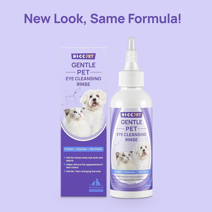 HICC PET Eye Wash for Dogs & Cats, Gently Cleans Eye Crust, Debris & Discharge, Eye Cleaner for Pets – Routine Eye Care & Cleaning 5.1 fl oz