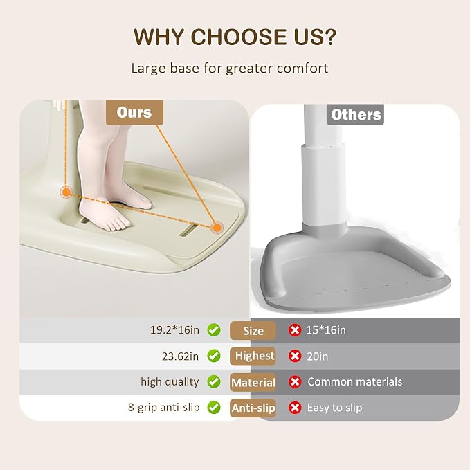 Adjustable Height Baby Shower Stand with Anti-Slip Base, Bath Shower Standing Support, Portable Bath Helper