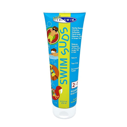 TRISWIM Kids SWIM SUDS NATURAL, TEAR-FREE, 2-in-1 Shampoo & Body Wash | Formulated For Babies & Up | Gently Removes Chlorine, Saltwater & Hard Water | Ensuring a Delightful Post-Swim Routine