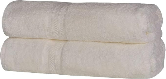 Superior Long Staple 100% Combed Cotton 700GSM 2-Piece Solid Bath Sheet Set for Bathroom, Shower, Kitchen-Super Soft, Plush, Highly Absorbent, Assorted 2-Piece Bath Seets, Ivory