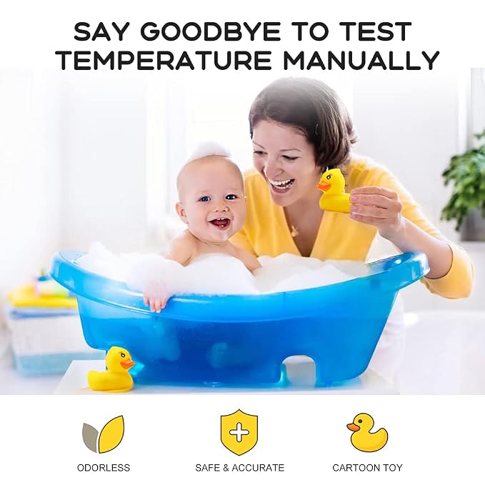 BabyElf Baby Bath Thermometer, Digital Bath Tub Water Temperature Monitor with Fast & Accurate Readings, Floating Duck Toy for Infant & Toddler Bathtub, Room Temperature Display