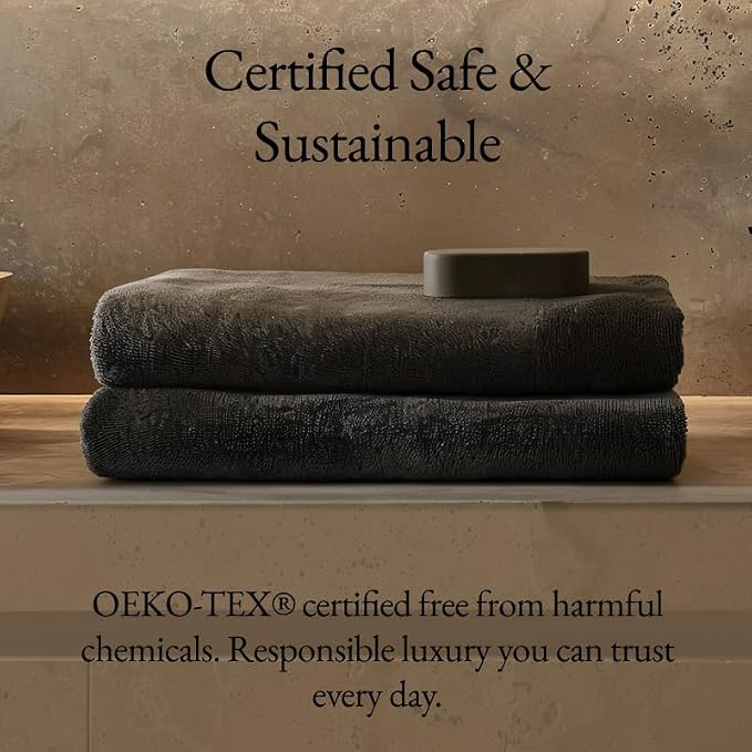Italic Ultraplush Luxe 6 Piece Towel Set – 2 Bath Sheets, 2 Hand Towels, 2 Washcloths – 800GSM Soft, Highly Absorbent & Quick Drying, Resort Grade 100% Australian Cotton Towels (Charcoal)