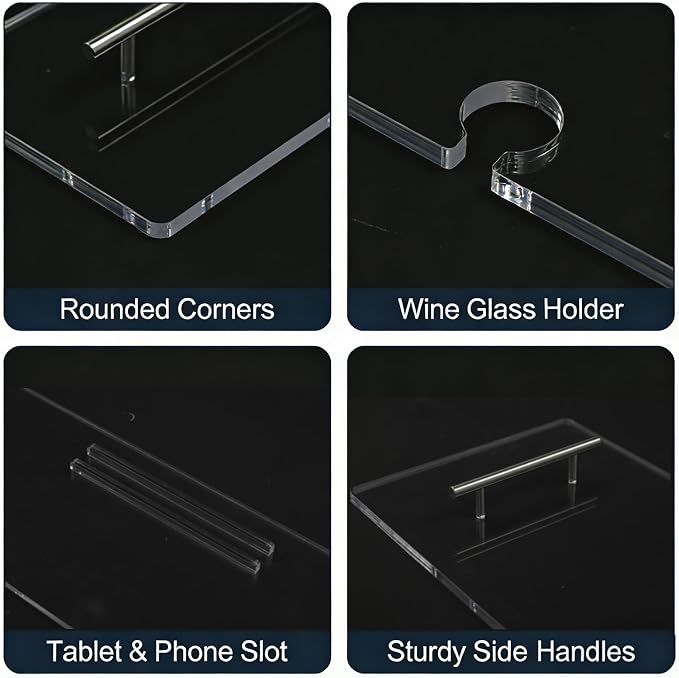 Bathtub Tray, Bath Tray for Tub, Acrylic Bath Caddy Tray for Bathtub, for Tub Luxury Spa with Tablet Slots and Wine Glass Hole, Bathroom Accessories for Decorative Bathtubs (31.5 * 9.45in)