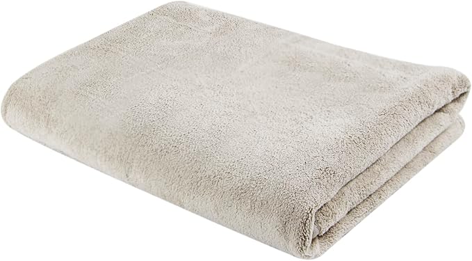 Wokaku Coral Fleece Bath Towel - Ultra Soft Quick Dry Bath Sheet, 55"x30" Large Towels for Adults, Gym, Pool, Beach - High Absorbency, Lint-Free, Lightweight, Spa & Hotel Quality (Khaki)