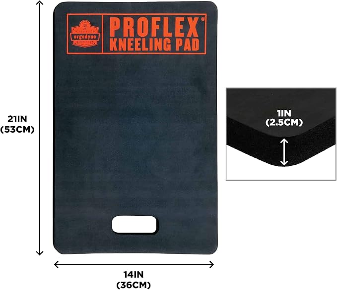 Ergodyne ProFlex 380 Kneeling Pad, Foam Knee Cushion, Water Resistant Kneeling Mat, 14" x 21" x 1, Black