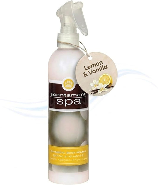 Best Shot Scentament Spa Botanical Body Splash, Detangler Spray, Body Spray for Pets, Cat and Dog Cologne Spray, Lemon Vanilla, 8 Oz.