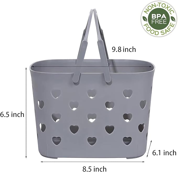 Anyoifax Portable Shower Caddy Tote Plastic Storage Basket with Handle Box Organizer Bin for Bathroom, Pantry, Kitchen, College Dorm, Garage - Grey | Bathroom Caddy Storage Tote Cleaning Supply Caddy for College Dorm, Kitchen, Pantry, Garage