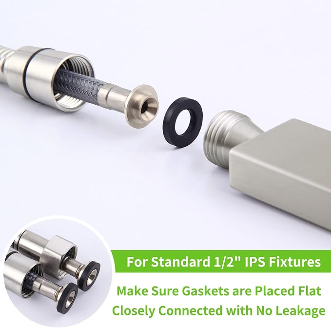 Handheld Shower Hose 79", Angle Simple Stainless Steel Flexible Shower Sprayer Hose, Replacement Shower Hose 1/2" IPS, Shower Extension Hose, Brushed Nickel