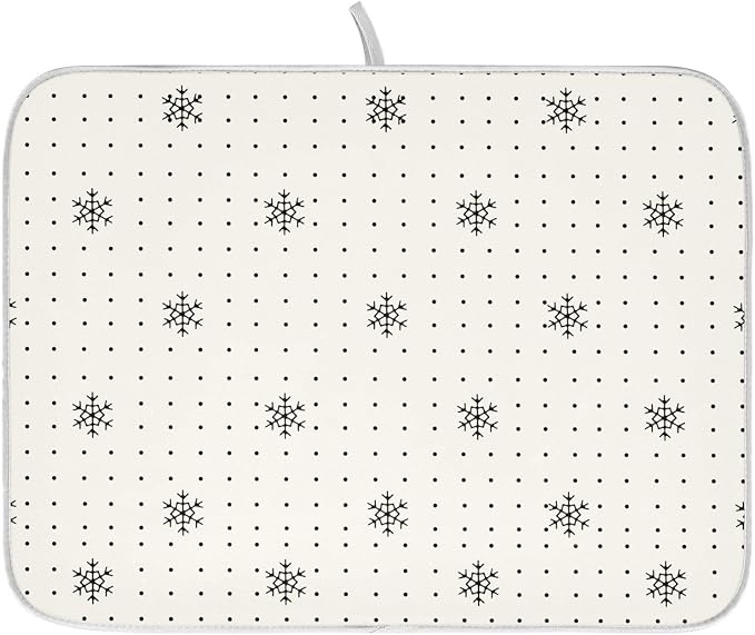 Snowflake Pattern Dish Drying Mat, Absorbent Drainer Mats for Kitchen Counter Coffee Maker 18"x16"