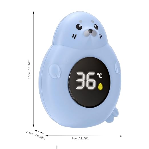 BRRNOO Baby Bath Water Thermometer with Green Light Alarm, IP67 Digital Bathtub Safety Thermometer for Infant Toddler with Cartoon Design, Easy Carry, 1 Hour Auto Off (Blue)