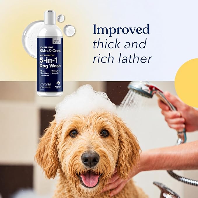 Honest Paws Dog Shampoo and Conditioner - Premium Dog Wash for Allergies and Dry, Itchy, Moisturizing for Sensitive Skin - Sulfate Free, Plant Based, All Natural -16 Fl Oz