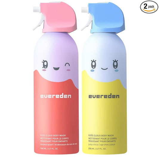 Evereden Kids Body Wash Duo, 2-Pack | Dermatologist-Tested, No Phenoxyethanol, No Harsh Surfactants | EWG Verified | Gentle Toddler Wash for Delicate Skin | Coconut & Citrus, Clean, Vegan, 6.7 fl oz