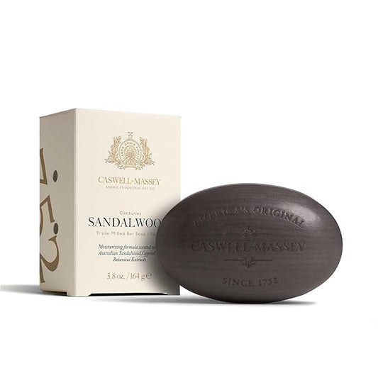 Caswell-Massey Sandalwood Natural Bar Soap for Men & Women, Moisturizing Body Soap Bar for All Skin Types, Made with Essential Oils & Plant-Based Formula for Soft Skin, Made in USA, 5.8 oz