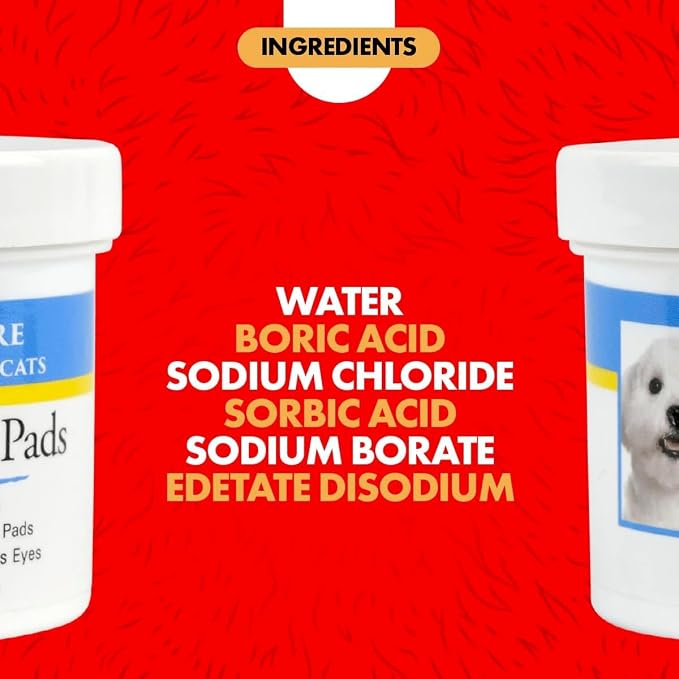 Miracle Care Eye Wash Pads for Dogs and Cats, 90 Pre-Soaked Wipes | Single Use Wipes Gently Clean and Soothe Pet Eyes, Non-Stinging Formula to Remove Eye Debris and Dirt, For Daily Use