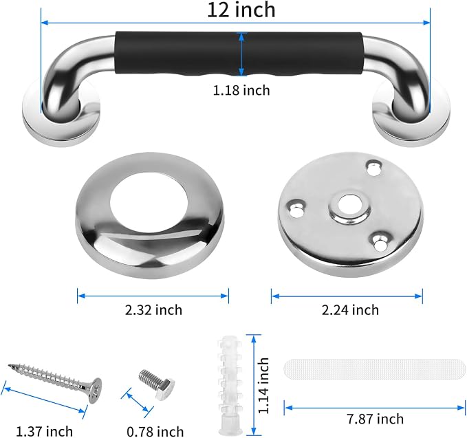 Gotega 12 Inch Shower Grab Bars for Seniors, Anti Slip Handicap Grab Bars | 2 Pack, waterproof and sturdy, for elderly, seniors, Handicap, pregnant, the injured, children provide stability and balance