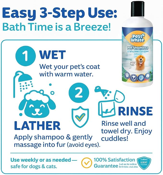 Pet White Dog Shampoo, Ocean Scent, Deodorizing & Nourishing Formula for Dogs & Cats, 16.9 Fl Oz