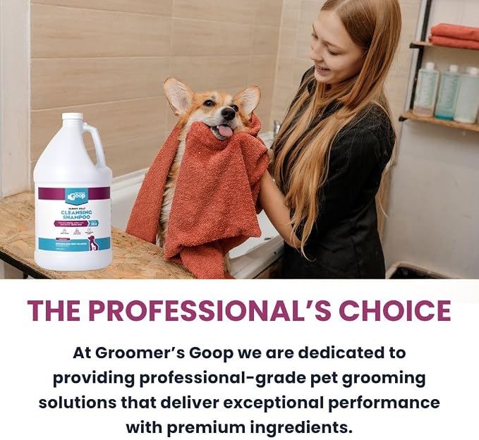 Groomer’s Goop Glossy Coat Cleansing Pet Shampoo - Deep Cleansing Formula Enhances Shine & Luster in Dog & Cat Coats, Moisturizes Skin, Rich Lather - 1 Gallon