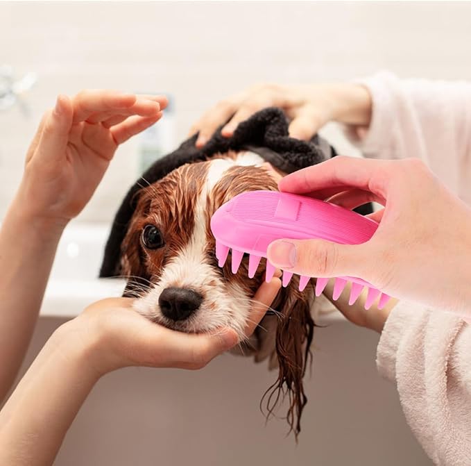 UPKOCH Dog Bath Brush Silicone Pet Shampoo Massager Rubber Curry Comb for Short Haired Dogs Cats