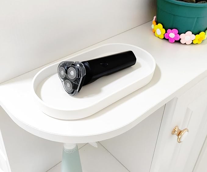 White Small Tray (10 inch), Oval Tray | Small Serving Tray for Countertop Organizer, Coffee Accessory , Soap, Perfume, Bathtub Bathroom Vanity Items