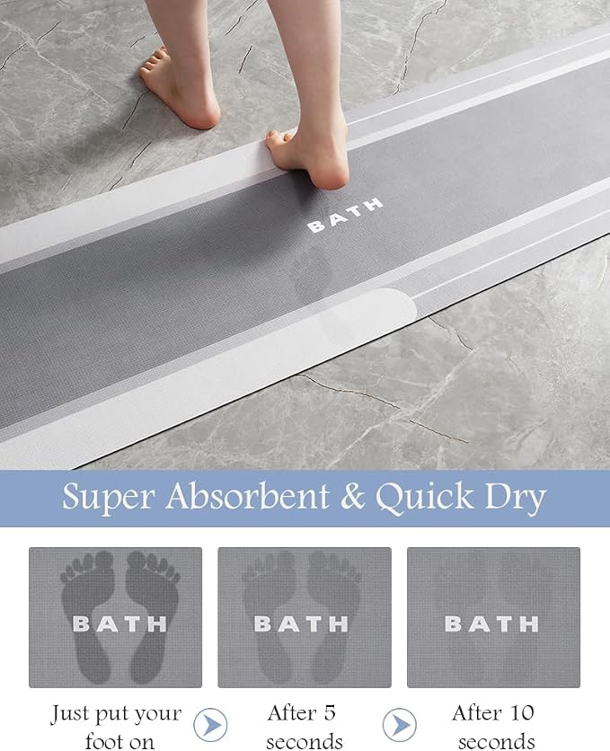 MontVoo-Bath Mat-Bath Mat Rug Non Slip Super Absorbent Stain Resistant Quick Dry Thin Bathroom Rug-Bath Mats for Bathroom Floor Bathtub Vanity-Bathmat Bath Rug Easy Care-24"x35" Gray