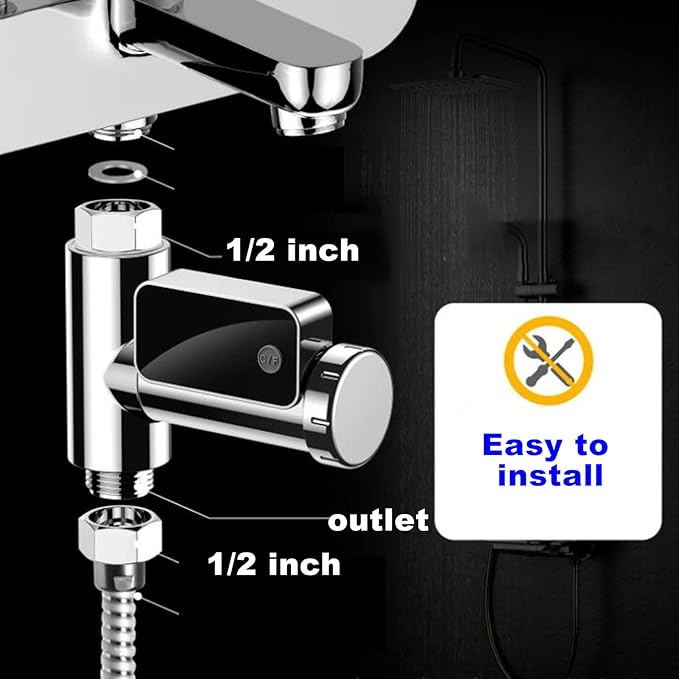 Vikye Digital Thermometer, LED Display Water Shower Thermometer Rotatable Screen, Baby Bath Water Temperature Measurement Waterproof Easy to Read