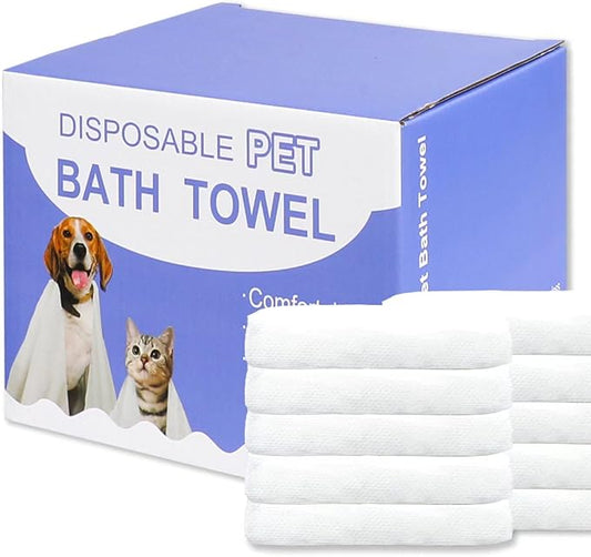 Disposable Pet Towel 10 Pack, Absorbent Drying Towel for Medium Dogs | 19.6 x 21.6” Convenient Pet Cleaning Towel / Disposable & hygienic / Pet Grooming Towels