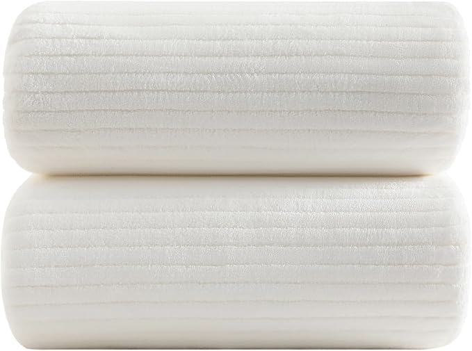 YTYC 39x78 Bath Sheets Extra Large Bath Towels for Adults Super Soft Absorbent Microfiber Oversized Bathroom Towels - White,2 PCS