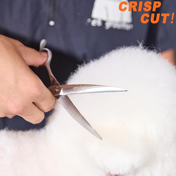 High-end Professional Dog Grooming Curved Scissors Pet Curved Shears 7 Inches Extremely Very Sharp Made Of Stainless Steel Alloy By Hand For Dog Cat Groomer