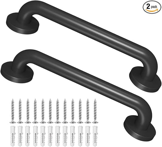 Metal Industrial Stairs Grab Wall Handrail Staircase Steps Indoor Exterior Outdoor Deck Hand Rail Safety Grab Bar Handle for Stairs Bars Wall Elderly Grab Frame Pipe (24 Inch 2 Pack)