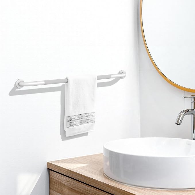 2 Pack 42 Inch Anti Slip Shower Grab Bar Handles, ZUEXT White Stainless Steel Knurled Bathroom Balance Bar, Safety Hand Rail Support,Handicap Elderly Injury Senior Assist Bath Handle(1.25" Diameter)