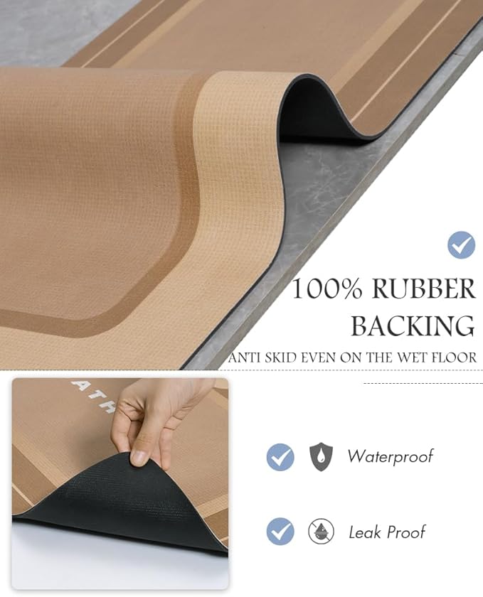 MontVoo-Bath Mat-Bath Rug Non Slip Super Absorbent Stain Resistant Quick Dry Thin Bathroom Rug-Bath Mats for Bathroom Floor Bathtub Vanity-Bathmat Bath Rug Easy Care 17"x27" Brown