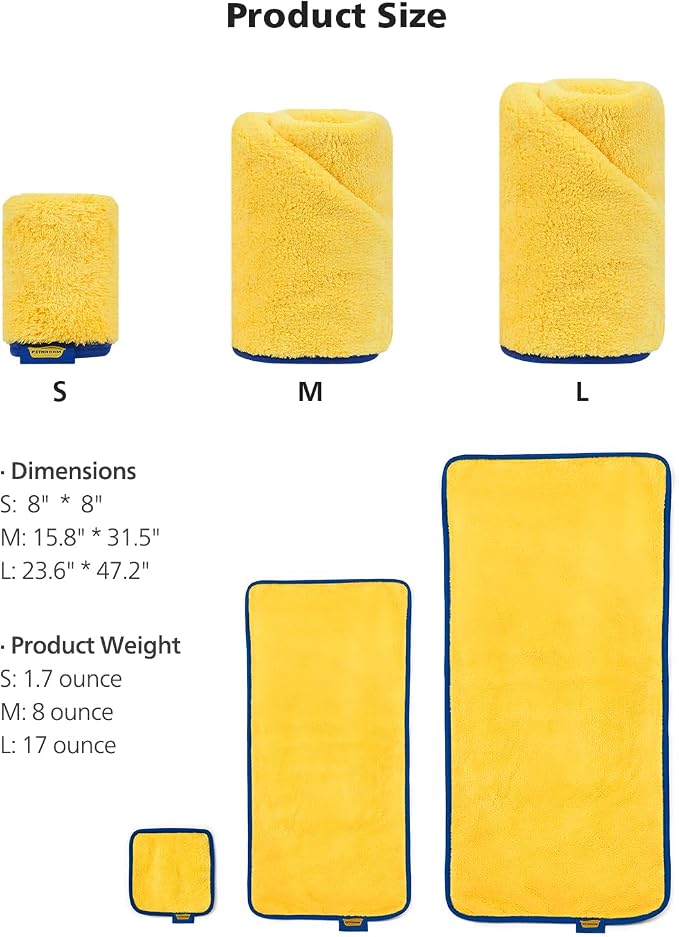 PETHROOM Ultra Absorbent Pet Towel | Quick-Drying, Soft Microfiber Dog & Cat Bath Towel | Lightweight, Durable, Fast Water-Soaking | Ideal for All Breeds (Medium) 15.7" x 31.5" (Pack of 2)