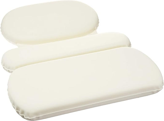 Amazon Basics Bath Tub Neck and Back Support Pillow with Non-Slip Suction Cups, Waterproof, Thick Padded 3-Panel, Easy to Clean, Off-white