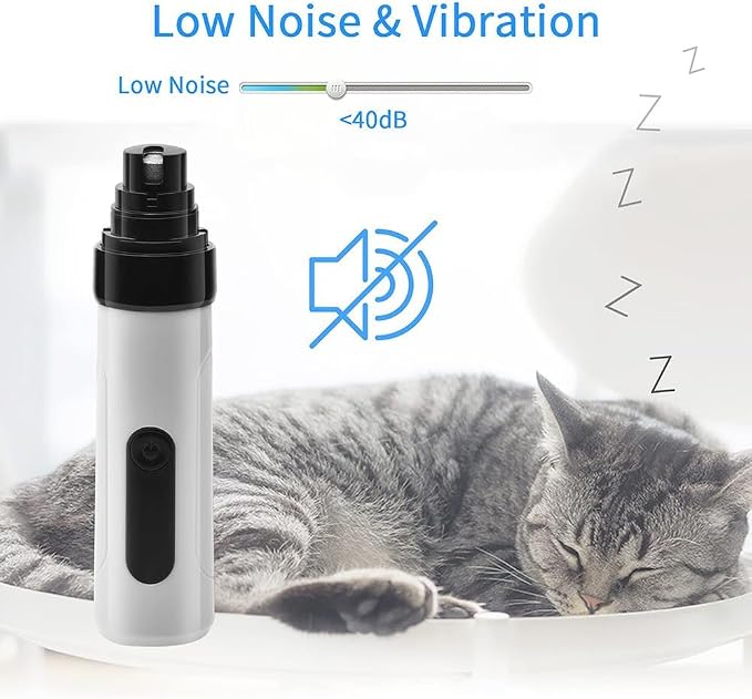 Silent Groom Pro Nail Grinder - Silent Groom Pro for Dogs and Cats, Dog Nail Trimmer with Replacement Grinding Heads, Quick USB Charge(with 2 Replacement Head)