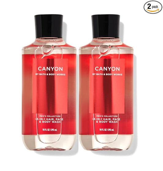 Bath & Body Works and Body Works For Men Canyon 3-in-1 Hair, Face & Body Wash - Value Pack lot of 2 - Full Size (Canyon) 10 Fl Oz (Pack of 2) 20.0 fluid_ounces