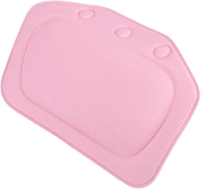 Bath Pillow, Bathtub Head Neck Support, Soft Foam Padded Spa Tub Headrest Back Shoulders Support Cushion Bathroom (Pink)