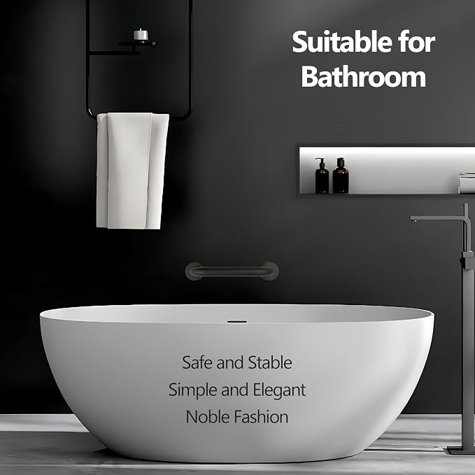 Shower Grab Bar, 2 Pack 12 Inch Black Bathroom Grab Bar, 1.25" Diameter 304 Stainless Steel Grab Bars for Bathtubs and Showers, Handicap Shower Grab Bar for Seniors Elderly