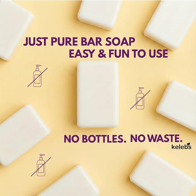 KELEBS Kids Soap Bar, Gentle Lavender Soap, Kids Body Wash Bar, Natural Bar Soap for Kids & Family, with Organic Lavender Oil, Naturally Scented, 7 Bars