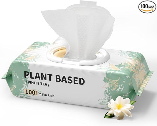 IMMHABI 100 Count Dog Wipes for Paws and Butt Hypoallergenic Pets Cleansing & Deodorizing Hygienic Puppy Wipes for Dogs Face and Body Wipes Cleaning Fur Doggie Wipes Doggy Wipes (White Tea)