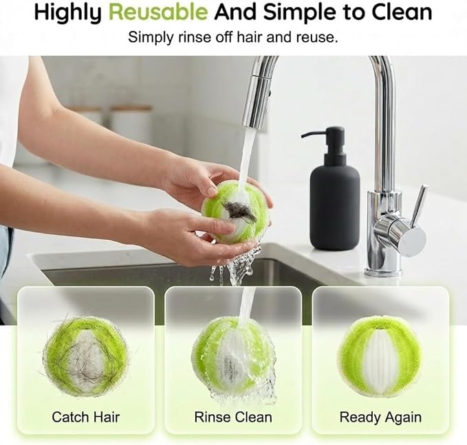 12Pcs Pet Hair Remover for Laundry, 2026 Reusable Dog & Cat Hair Remover, Efficient Debris, Hair Cleaner, Pet Hair Catcher for Clothes, Bedding, Washing Machine Hair Catcher (Large Green)