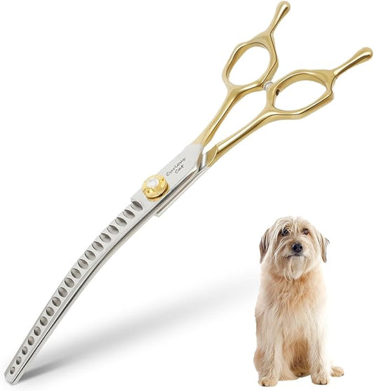 Dog Grooming Scissor,Pet Curved Chunkers Shears 7.0'' 440C Thinning Scissors for Precision Pet Hair Cutting