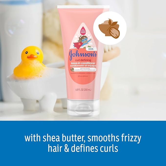 Bundle of Johnson's Kids Curl-Defining, Frizz Control, Tear-Free Kids Shampoo + Shea Butter, Paraben-, Sulfate- & Dye-Free, 13.6 fl. oz + Curl Defining Leave-In Conditioner, 6.8 fl. oz