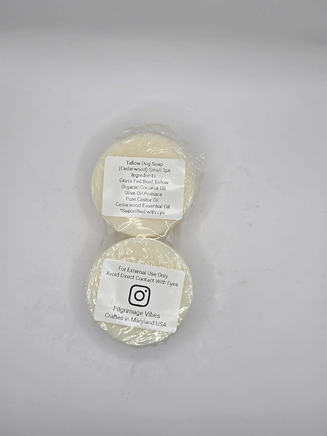 Natural Tallow Dog Soap, Handcrafted Grooming Cleanser for Pets (Small Size) 2 Pack