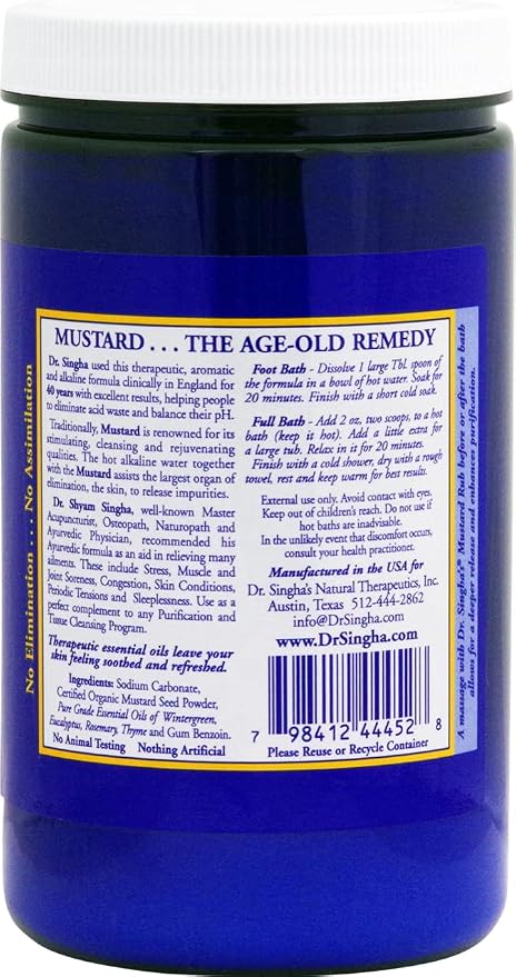 Dr. Singha's Mustard Bath Soak – Aromatherapy Bath Salts with Mustard Seed & Essential Oils for Muscle Relaxation, Stress Relief & Soothing – Epsom Salt Alternative, 28 oz