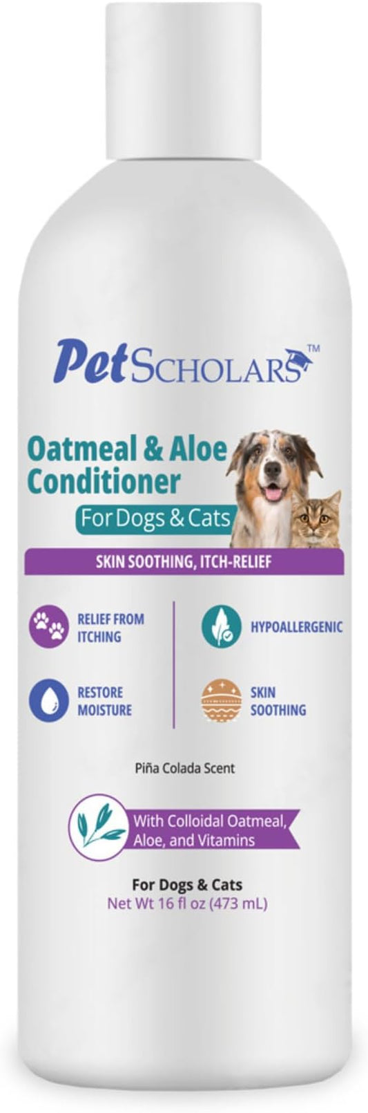Oatmeal & Aloe Conditioner with Vitamins for Dogs, Cats, Puppies & Kittens (16 fl oz) (Pack of 1)
