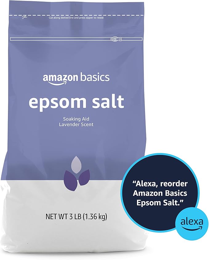 Amazon Basics Epsom Salt Soaking Aid, Lavender Scented, Relax & Relief, Resealable, 3 Pound, 1-Pack (Previously Solimo)